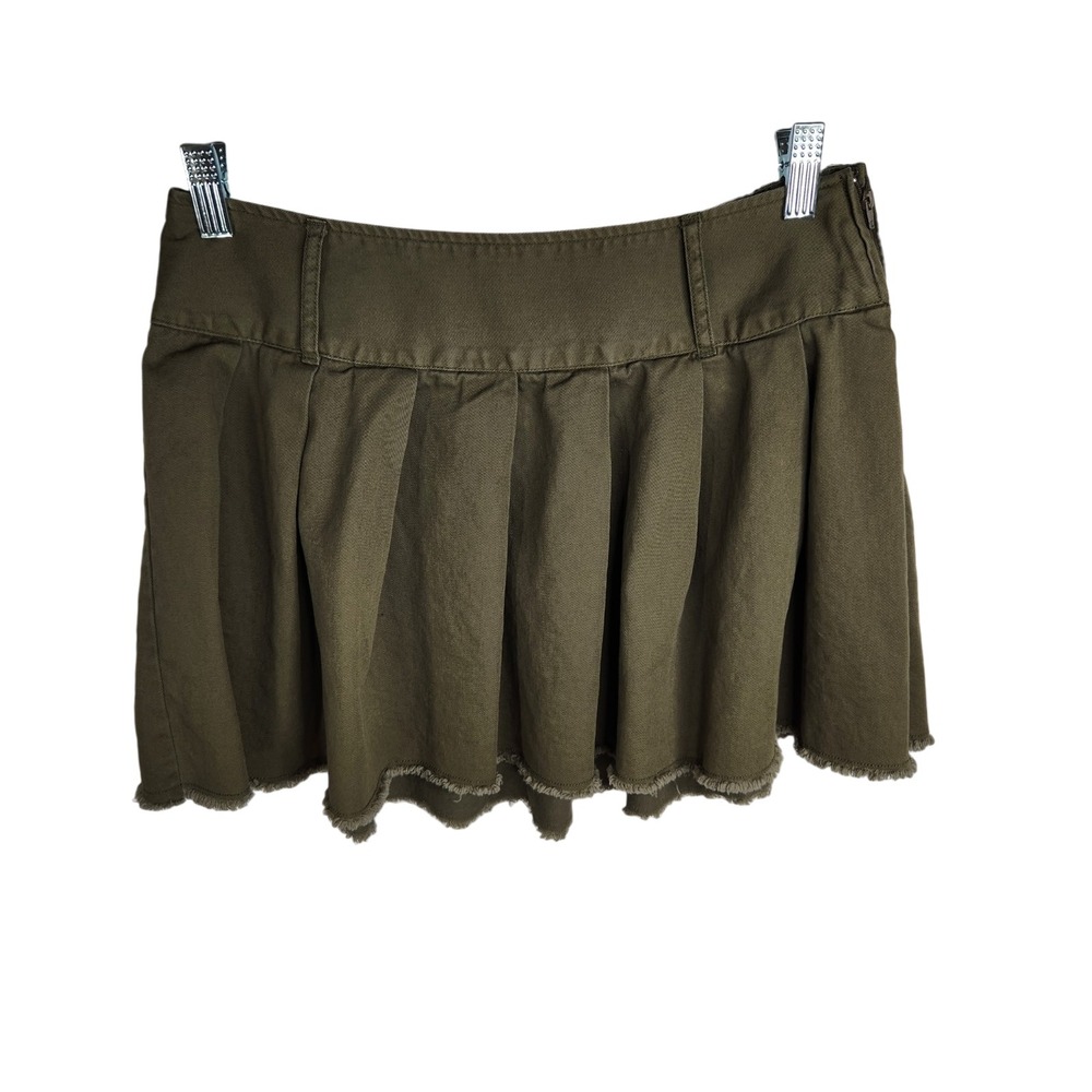 Hot Topic Social Collision Womens M Pleated Skirt Mini Olive Green Punk Goth Y2K